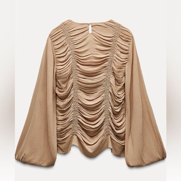 Zara viscose blend ruched draped top - Picture 4 of 5